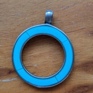 Turquoise sterling silver round pendant, Chain Not Included